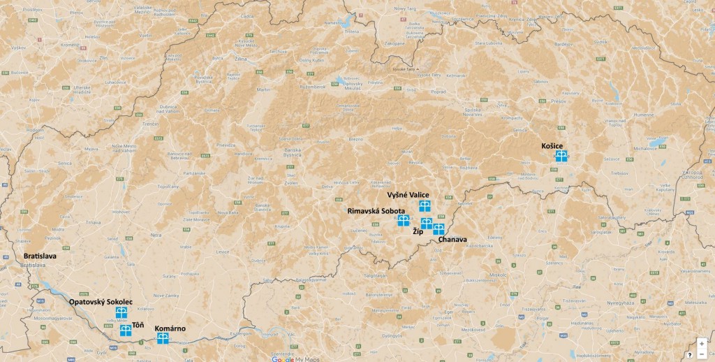 160516 Slovensko Diakonie Brodský mapa navštívených míst 2016